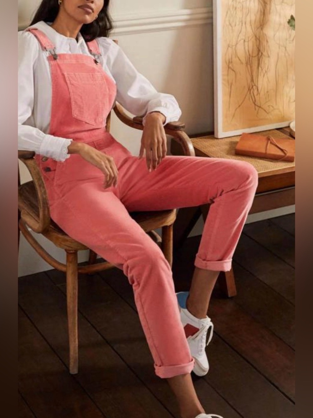 Boden Girlfriend Straight Leg Overalls in Coral Size 12
